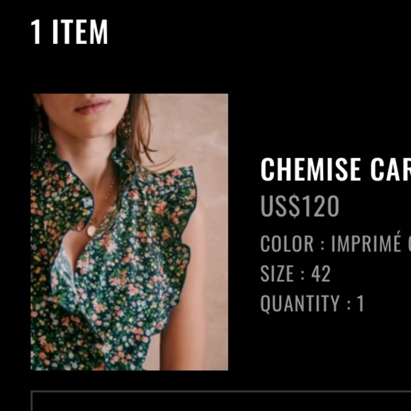 Sezane Caro Shirt Imprimé Garden Marine - Size 42 - Picture 1 of 5